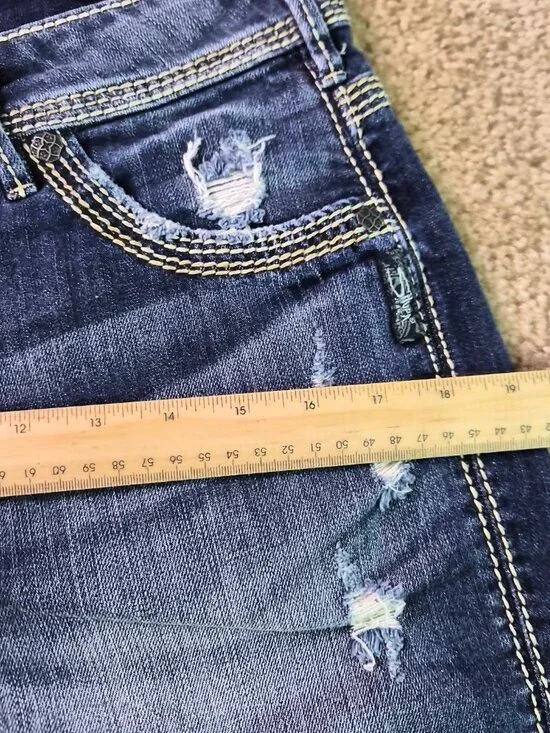 Silver Jeans Suki Shorts Women Size 31 Blue Denim Pocket Embroidery F903 - Picture 9 of 11